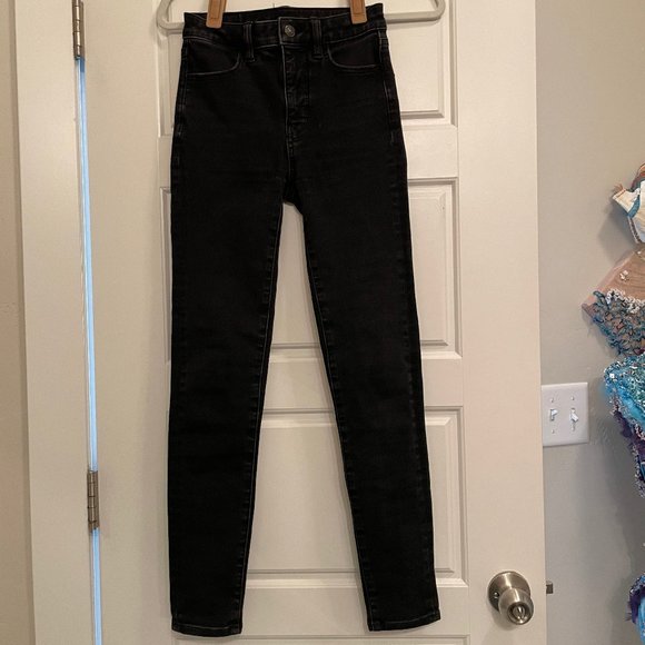 American Eagle Dream High Waisted Jegging, Black Denim | Size: 000 Regular Used - Picture 5 of 12